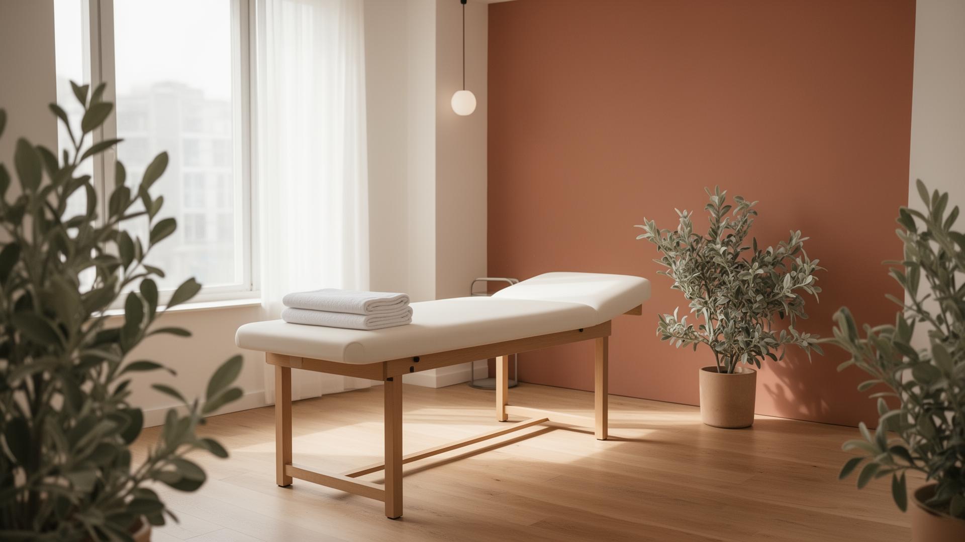 Sala de tratamiento de fisioterapia moderna y luminosa